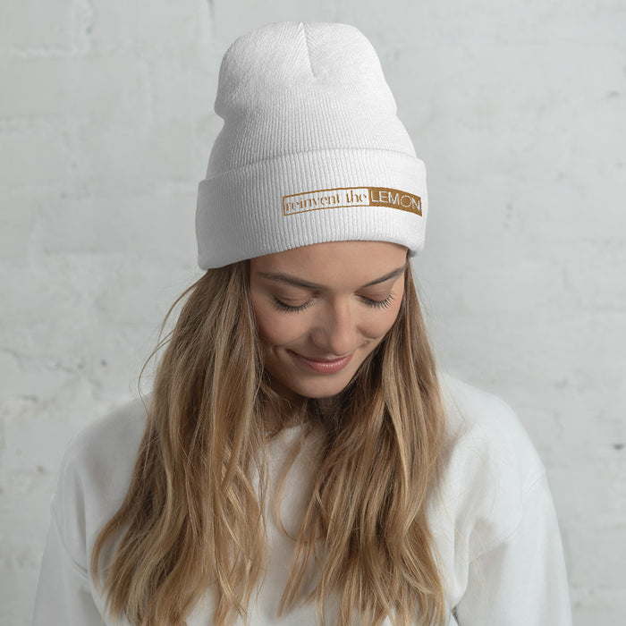 Reinvent the Lemon Embroidered Cuffed Beanie