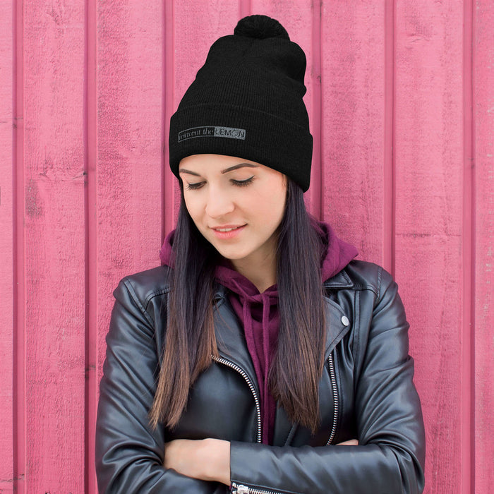 Reinvent the Lemon Embroidered Pom-Pom Beanie